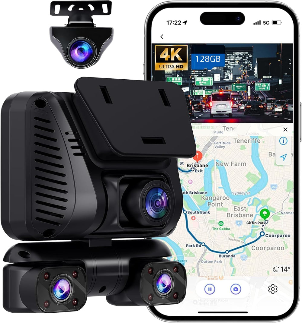 4K Dash Cam 360° View,4 Channel Front and Rear Dash Camera for Cars,Built-in ...