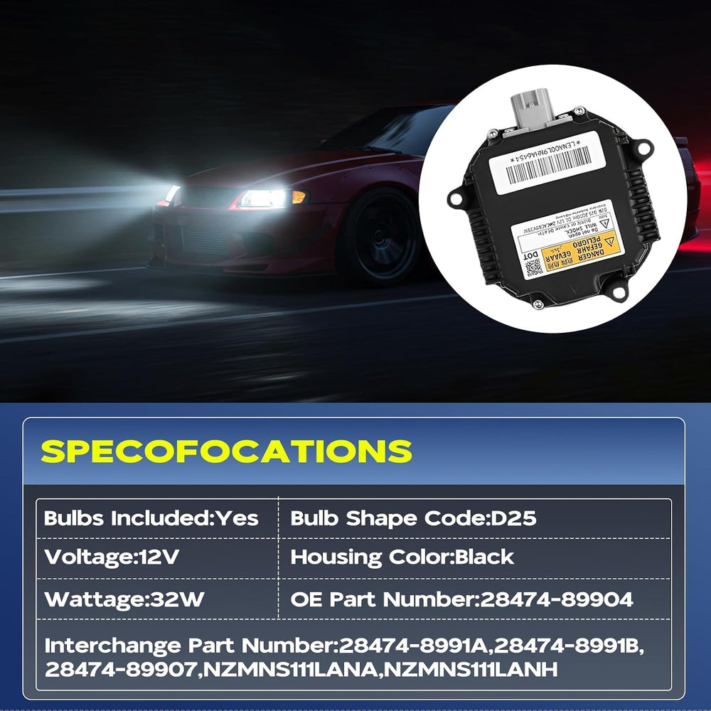 2 Set Xenon HID Ballast Headlight Control Unit with Igniter & D2S Bulb Co...