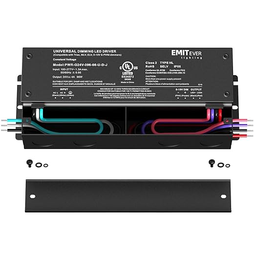 EMITEVER 96W Dimmable LED Driver, 24V Dimmable Power Supply, AC to DC