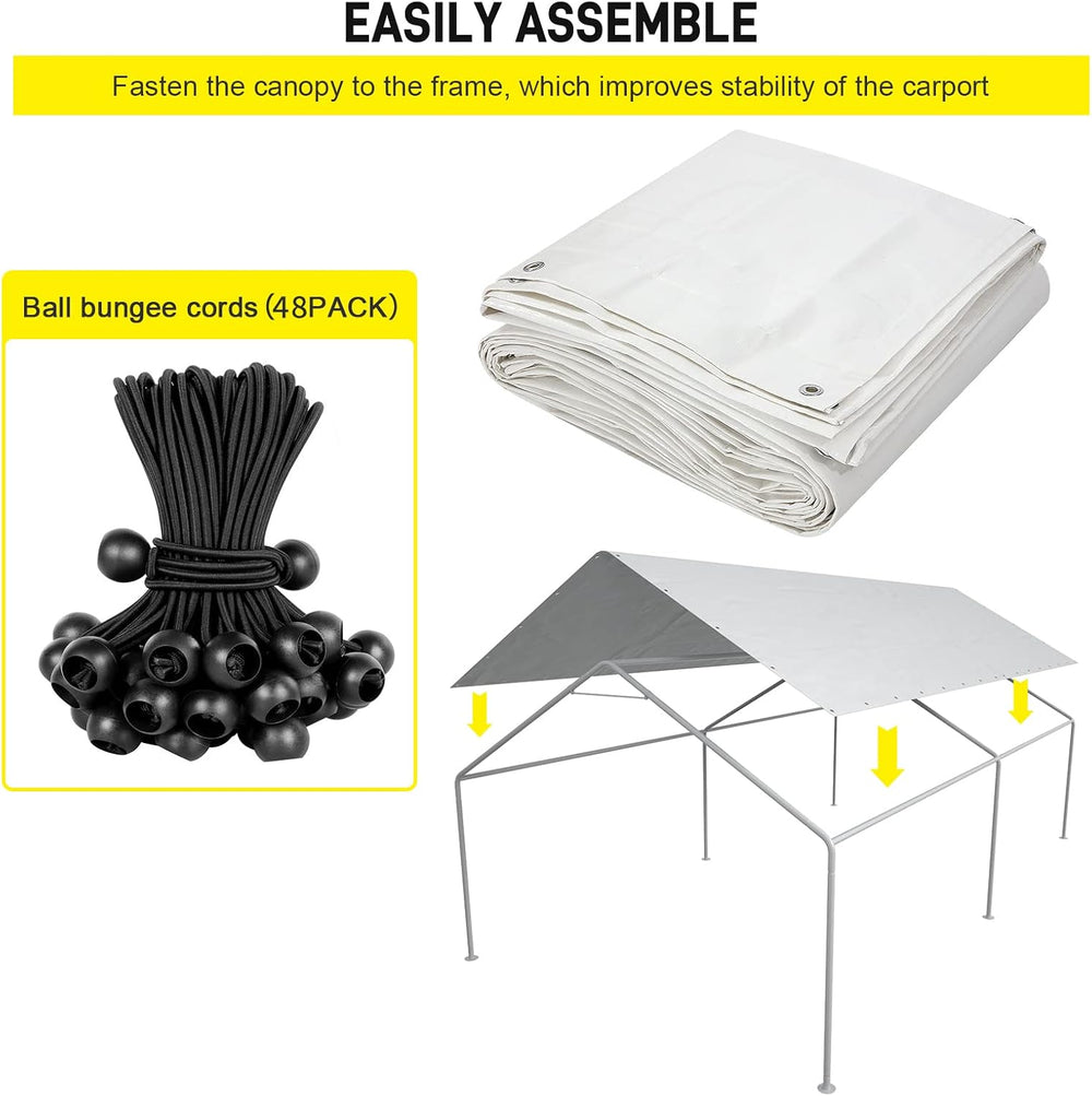 10 x 20 Ft Carport Replacement Canopy Cover Garage Top Tent Shelter Tarp with...