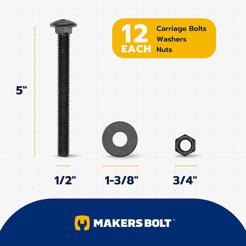 1/2 in. x 5 in. black carriage bolt shown in use