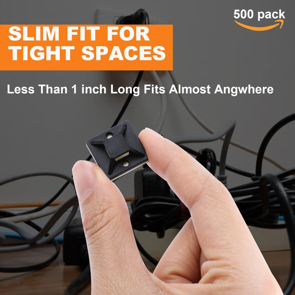 500 Pack 3/4" Zip Tie Adhesive Mounts Self Adhesive Cable Tie Base Holde...
