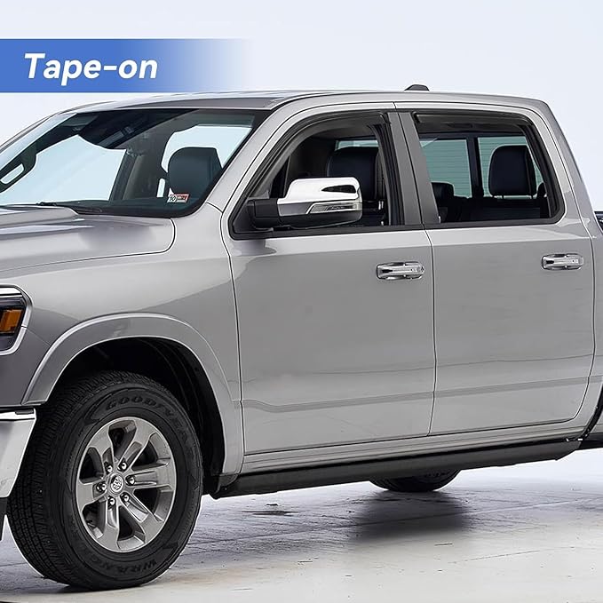 Window Visors Rain Guards for 2019-2025 Dodge Ram 1500 Crew Cab, Out-Channel
