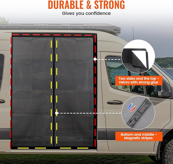 83''H x 59''W Van Bug Screen Side Door Sliding Door Window Co...