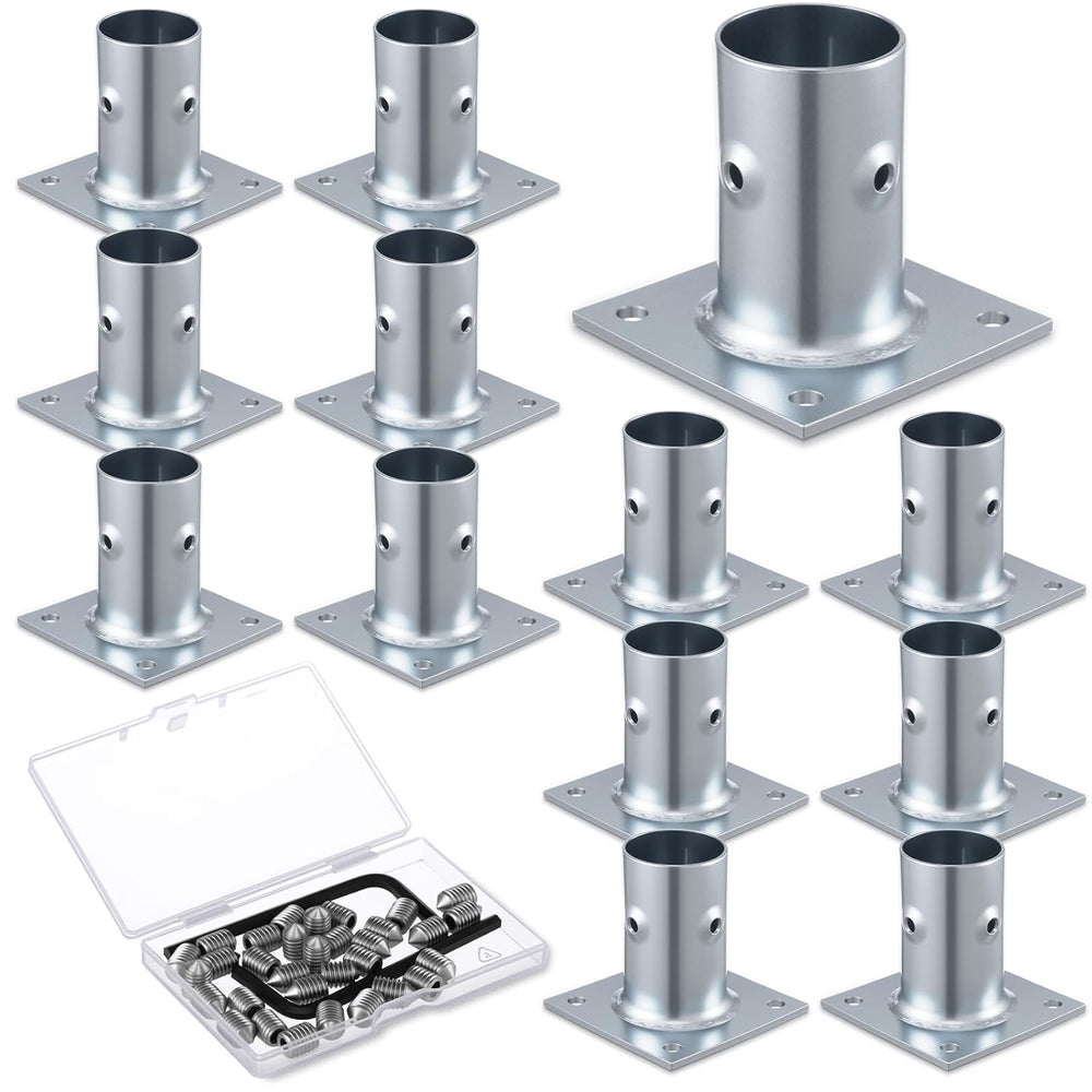 Blulu 12 Pack Galvanized Steel Flange Oblong Base for 1-5/8 OD Tubing