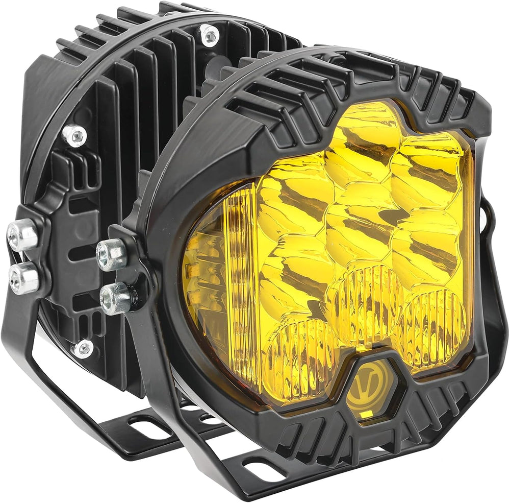 AUTOXBERT 5 Inch Amber Led Driving Light, 50W LED Offroad Side Shooter Pods S...