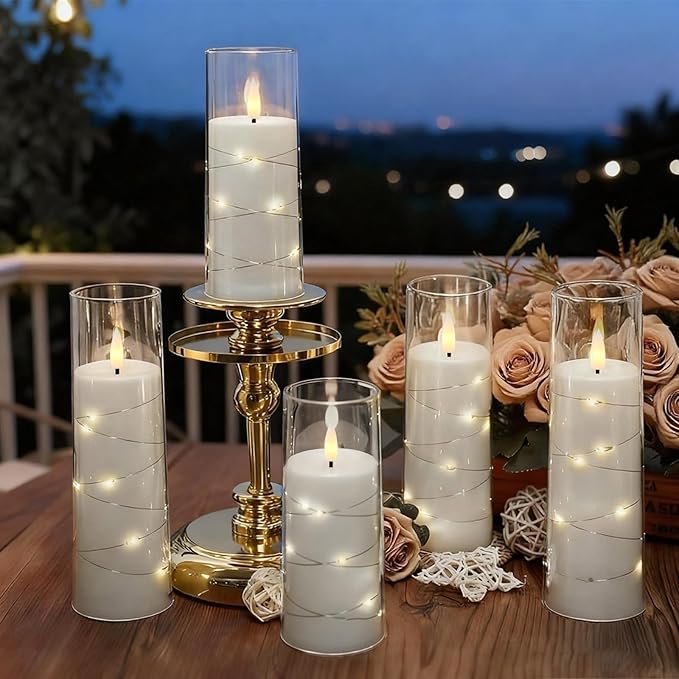 Raycare Flameless Candle with Remote Timer, 7 Flickering Acrylic Battery Oper...