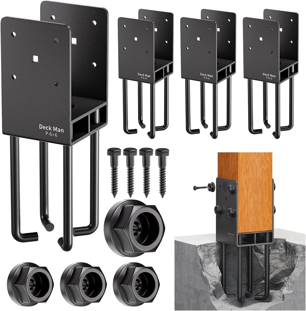 4Pack Heavy-Duty Post Base Anchor Bracket for 6"x6" Wood Post (Actu...