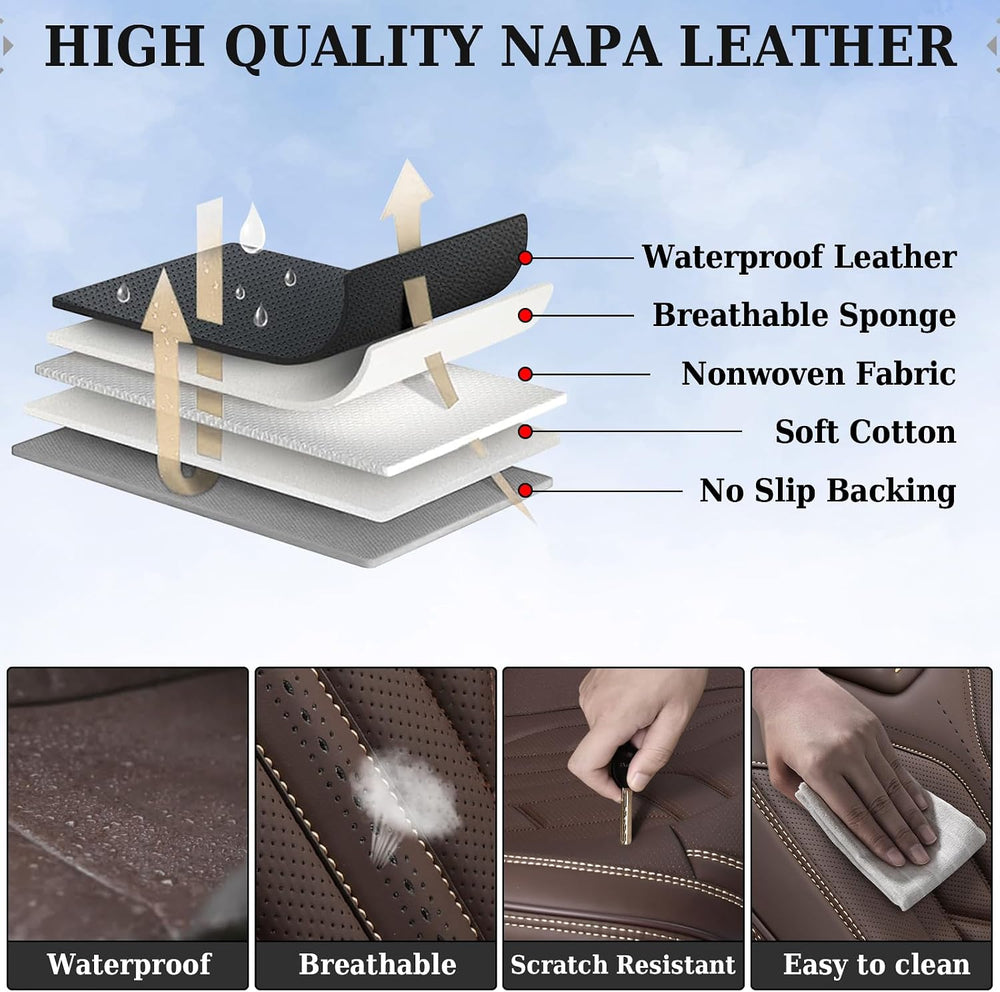 Coverado Car Seat Covers Full Set, Car Seat Protectors Leather Seat Covers fo...