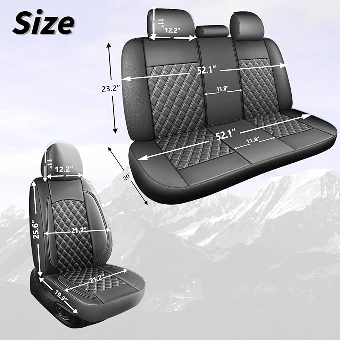 Car Seat Covers Full Set, Breathable and Waterproof Napa Leather Car Seat Cover