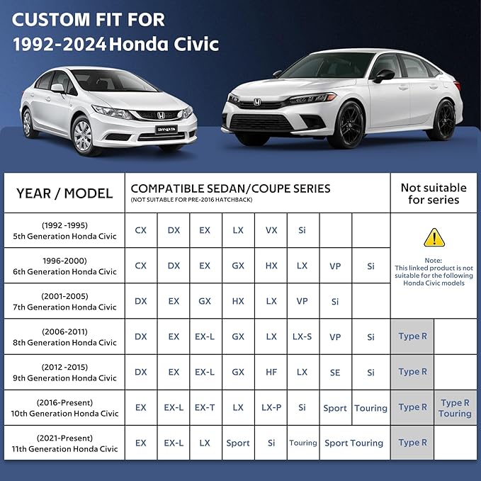 10 Layers Car Cover Custom Fit for Honda Civic Sedan Waterproof All Weather for