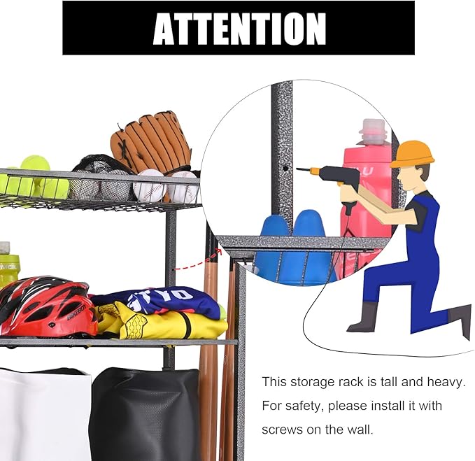 Mythinglogic Garage Sports Equipment Storage, 2 Golf Bag Storage Stand and