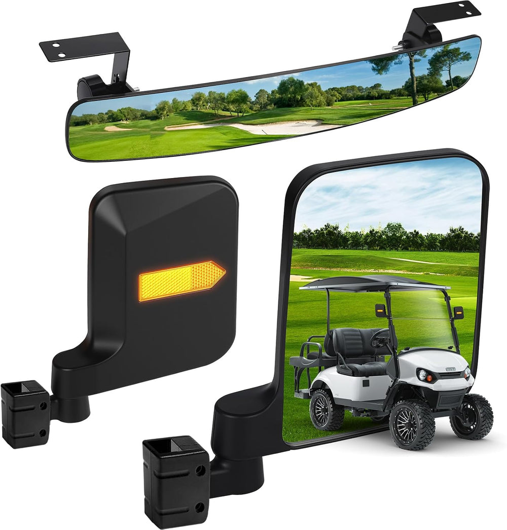 Golf Cart Mirrors Kit for EZGO Club Car Yamaha, No-Drilling Night Safety