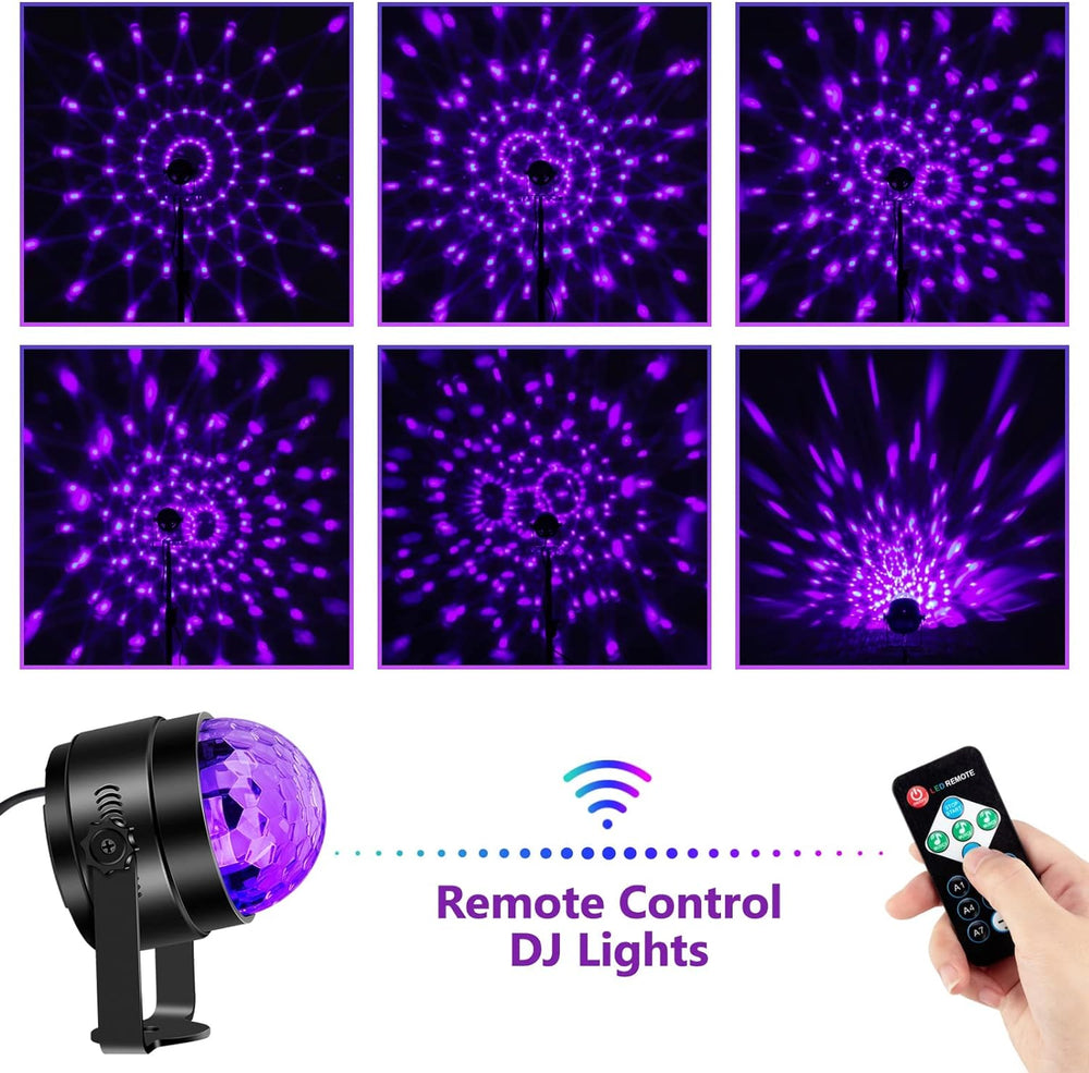 Litake UV Black Lights for Glow Party, 6W LED Disco Ball Strobe Lights for Da...