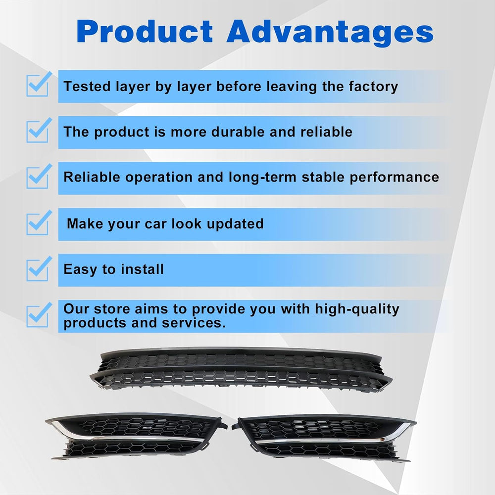 Front Bumper Lower Grille and Fog Lamp Bezel Cover, Fit for Volkswagen Passat...