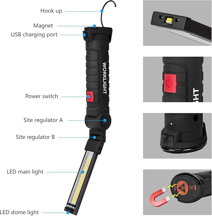 Gifts for Men 4Pack LED Flashlight, Rechargeable Work Lights