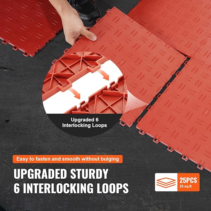 VEVOR Interlocking Floor Covering Tiles, 25 Pack, Non-Slip Double-Sided Texture