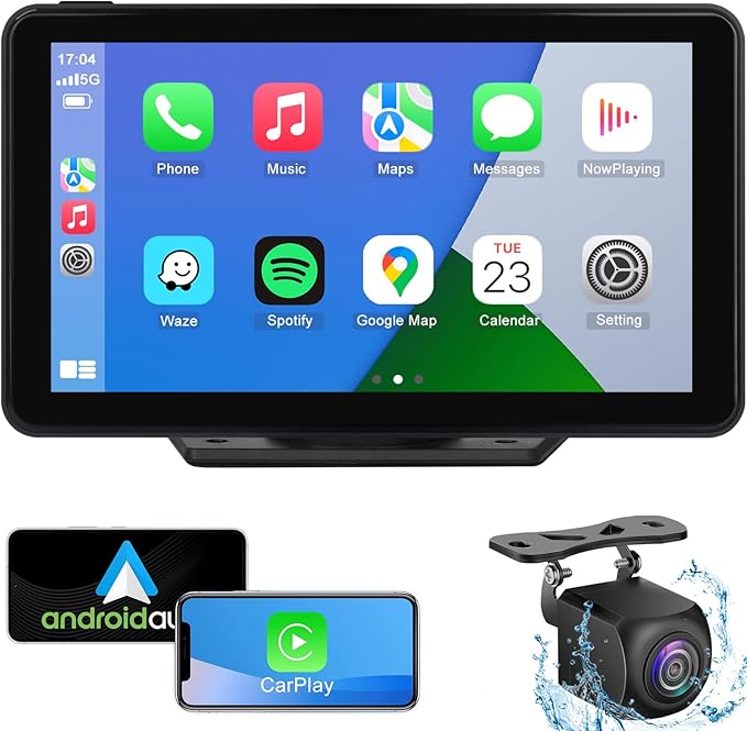 Compatible Wireless Apple CarPlay Android Auto Car Screen, 720P Back Camera 7″