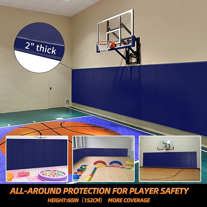 PROGOAL 2"/4" Thick Foam Protection Wall Pad，Gym Basketball-Court