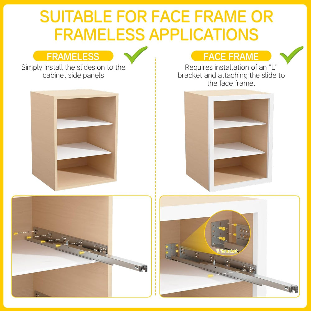 Onemake Undermount Soft Close Drawer Slides with Rear Mount Brackets, 3D Lock...