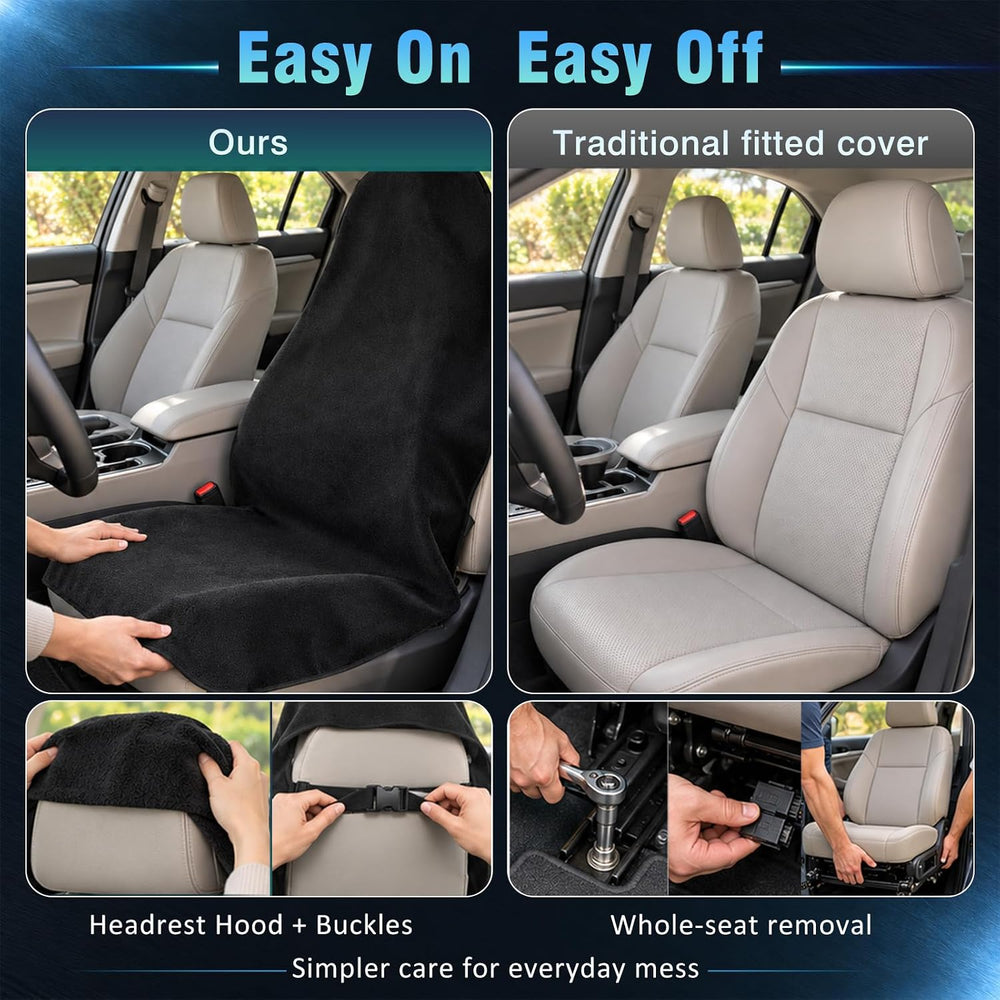 ZIMABLUE 2-Pack Waterproof Towel Car Seat Covers, Heavy Duty, Black