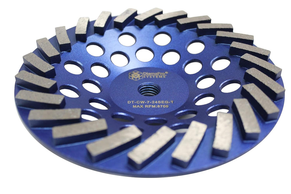 DT-CW-7-24SEG-T Threaded 7 Inch 24 Segment Turbo Concrete Grinding Cup Wheel ...