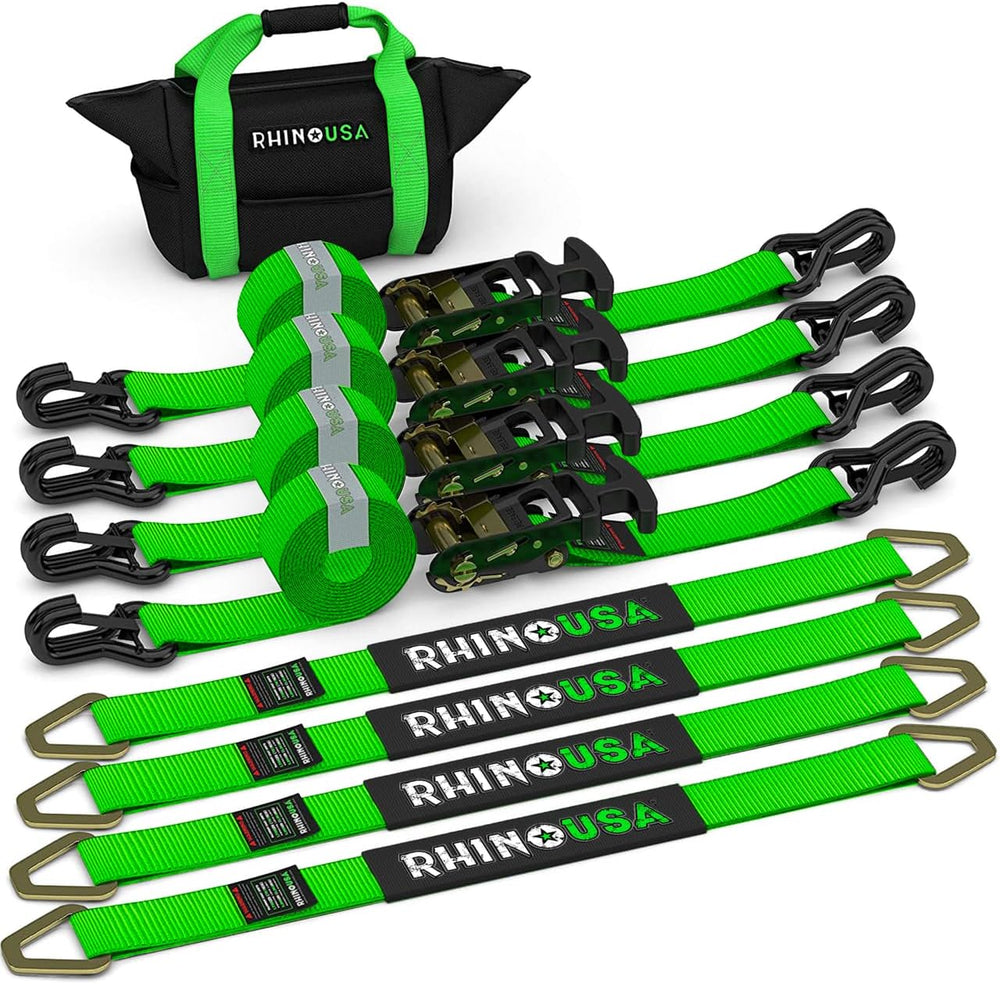 Rhino USA Car Tie Down Straps for Trailers (4-Pack)