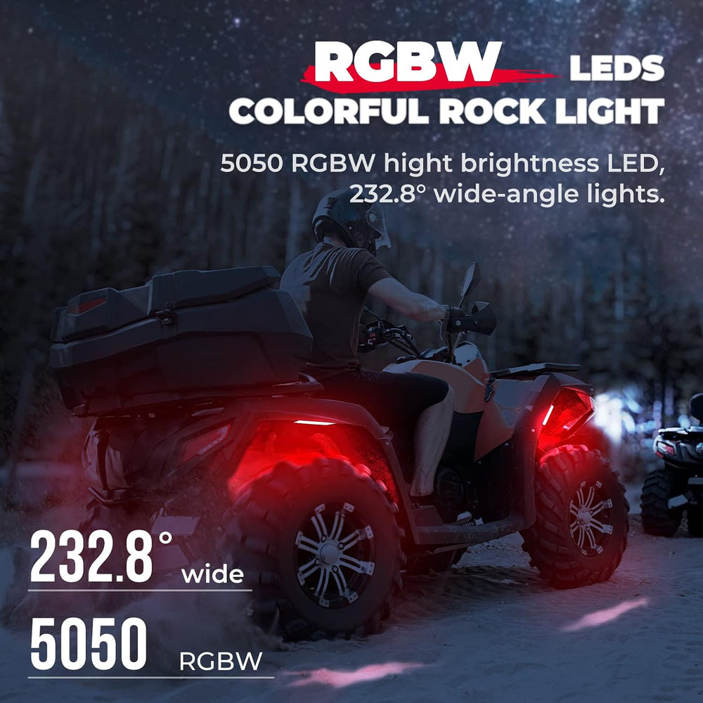 KEMIMOTO 4 Pods LED Rock Lights for Truck UTV, APP RF Dual Control Underglow ...