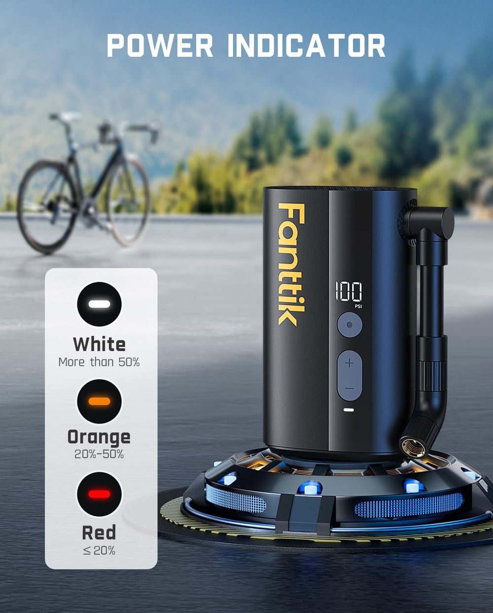Fanttik X9 Ace Mini Electric Bike Pump, 150PSI, 32s Inflate, Auto Stop