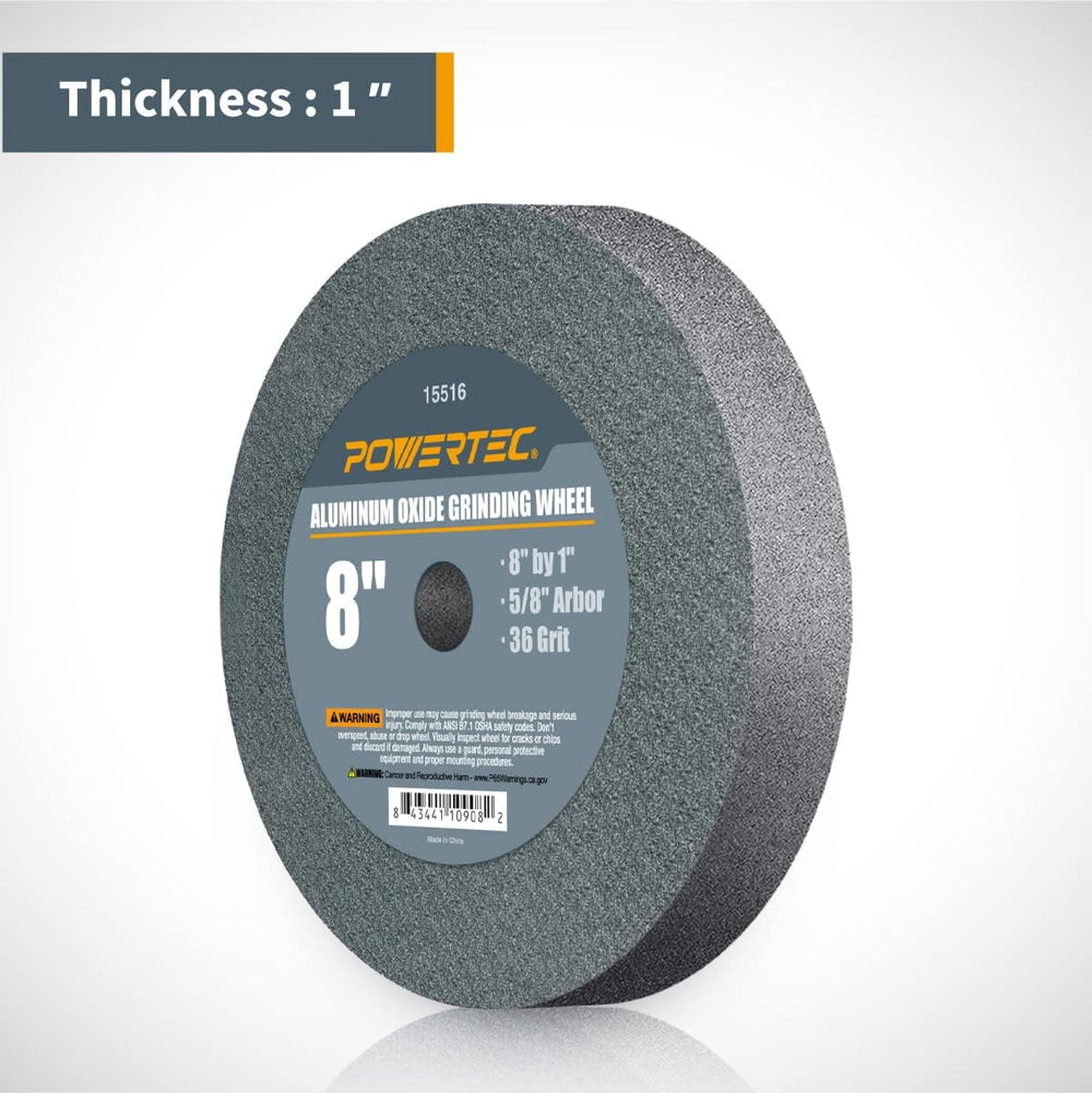 POWERTEC Bench Grinder Wheel 8 Inch 36 & 100 Grit, Aluminum Oxide Grindin...