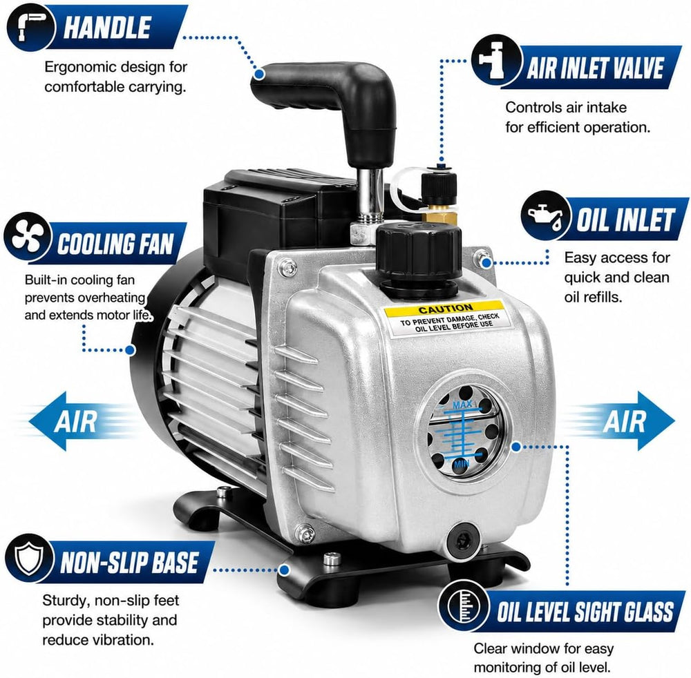 XtremepowerUS 3.5CFM 1/4HP HVAC Vacuum Pump R134a R12 R22 R410a A/C Refrigera...