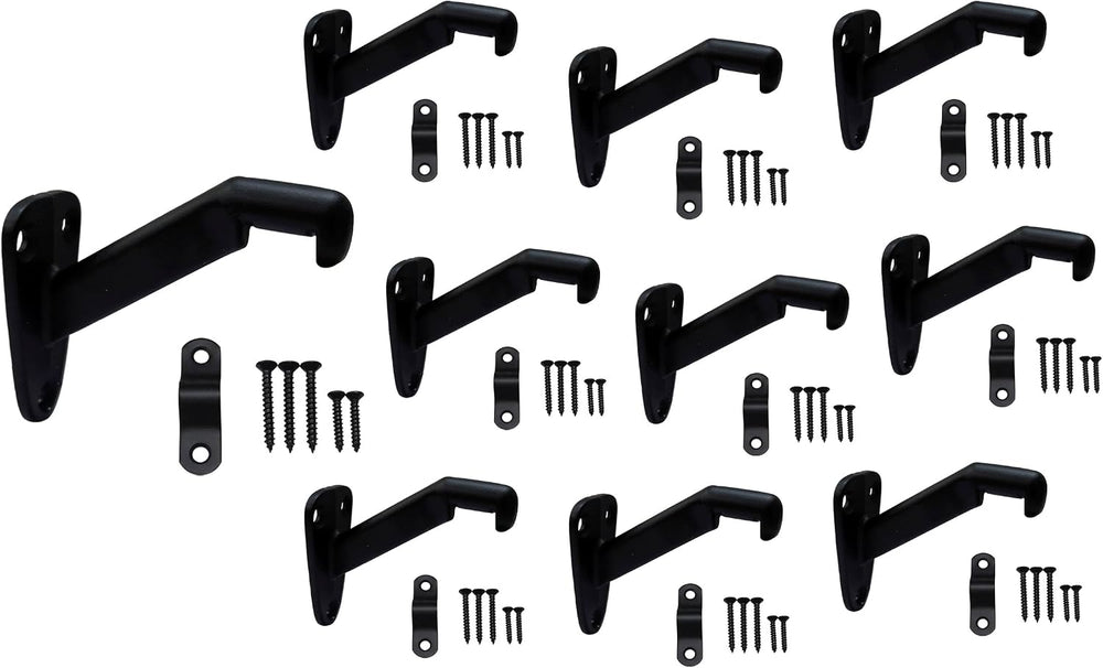 QCAA Heavy Duty Handrail Stair Brackets, Zinc Die Cast, Matte Black, 10 Pack,...