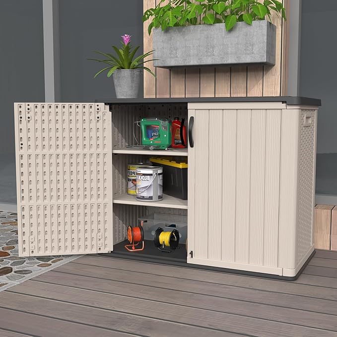 Patiowell 26 cu.ft Plastic Outdoor Storage Shed, Lockable Waterproof Resin