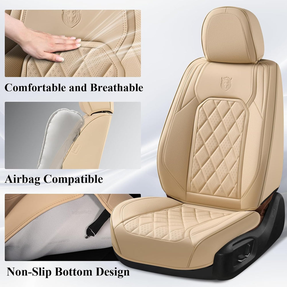 Coverado Car Seat Covers Full Set, Luxury Faux Leather Waterproof Seat Cover,...