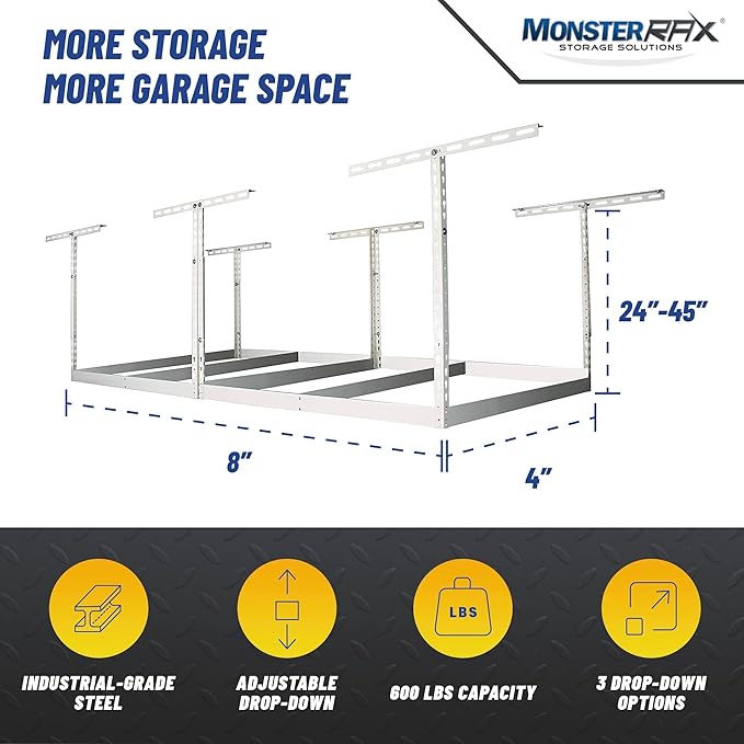 MonsterRax 4x8 Overhead Garage Storage Rack Frame Kit