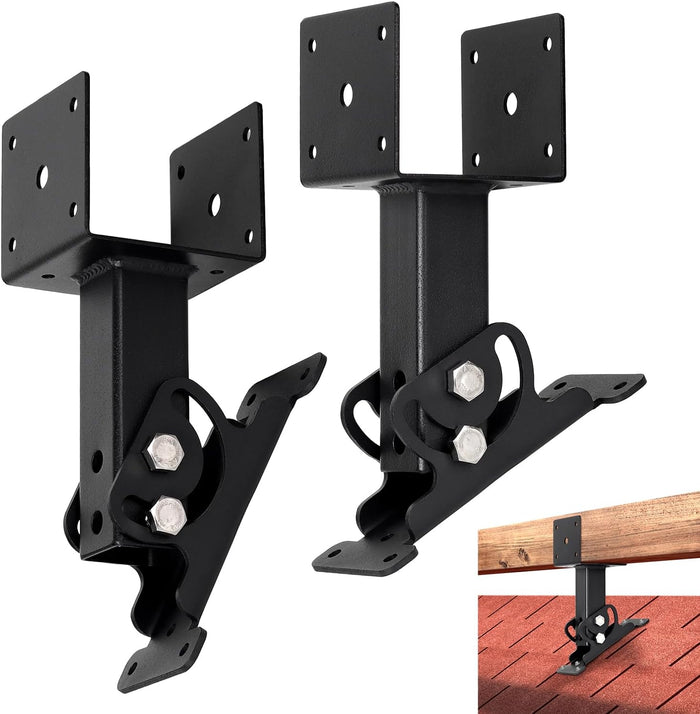 2 Pack 304 SS 4x4 Heavy Duty Adjustable Roof Riser Brackets (Black)