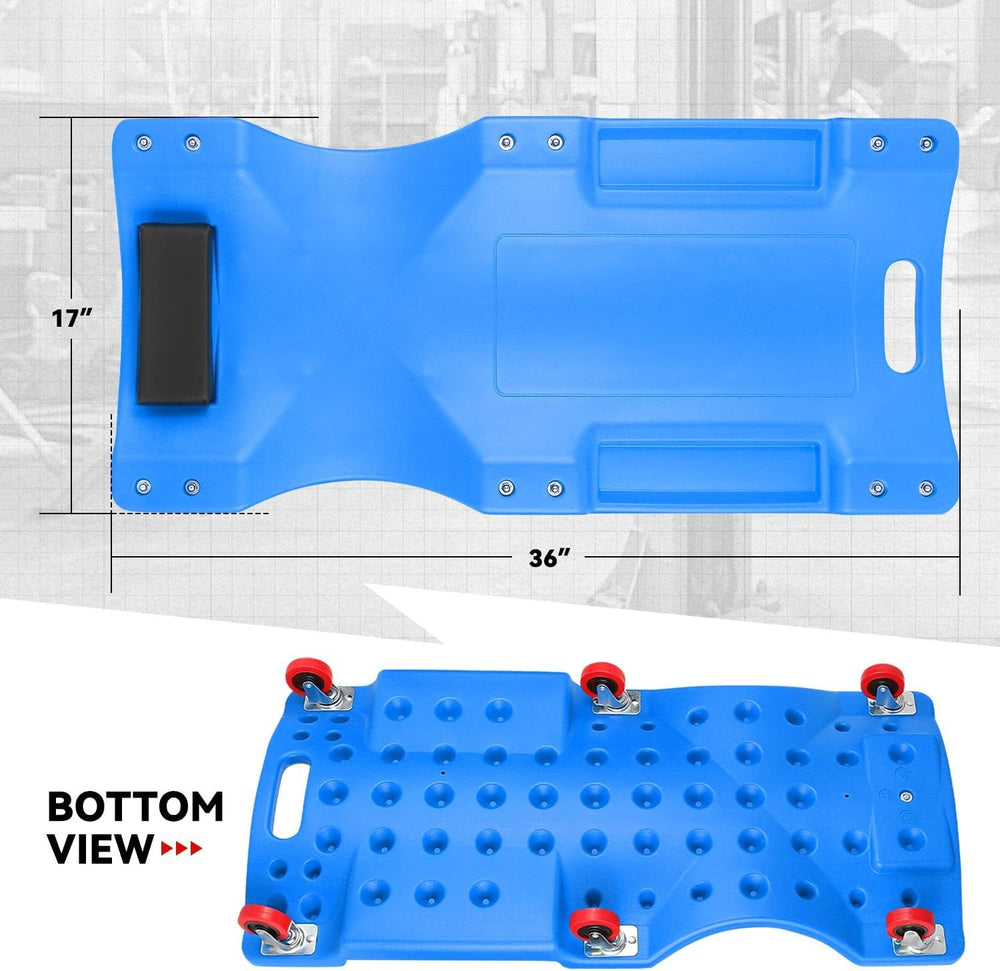 Auto Dynasty 36 in Low-Profile Under-Car Rolling Mechanic Creeper, Blue