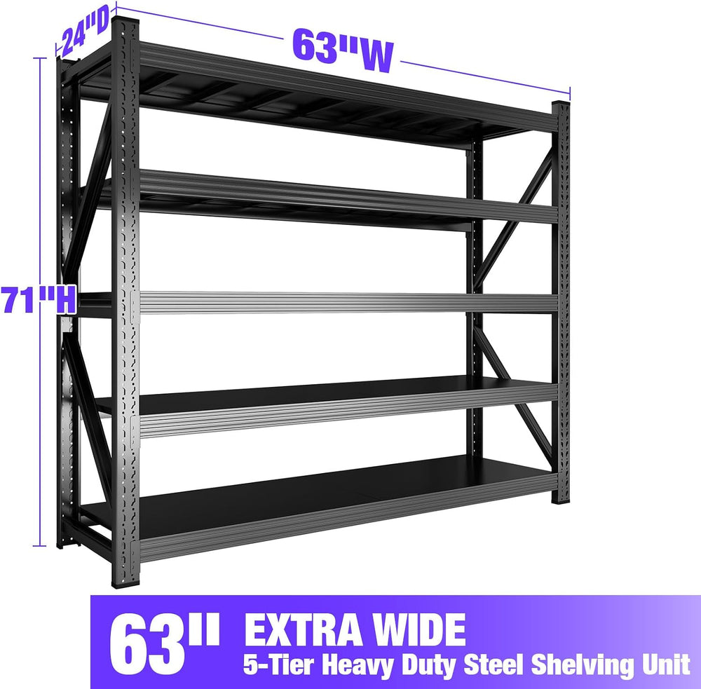 Metal Garage Shelving Unit, Heavy Duty 5-Tier Adjustable Wire Storage Rack, 8...