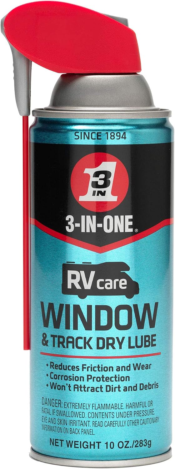 3-IN-ONE RVcare Window & Track Dry Lube with SMART STRAW SPRAYS 2 WAYS, 1...