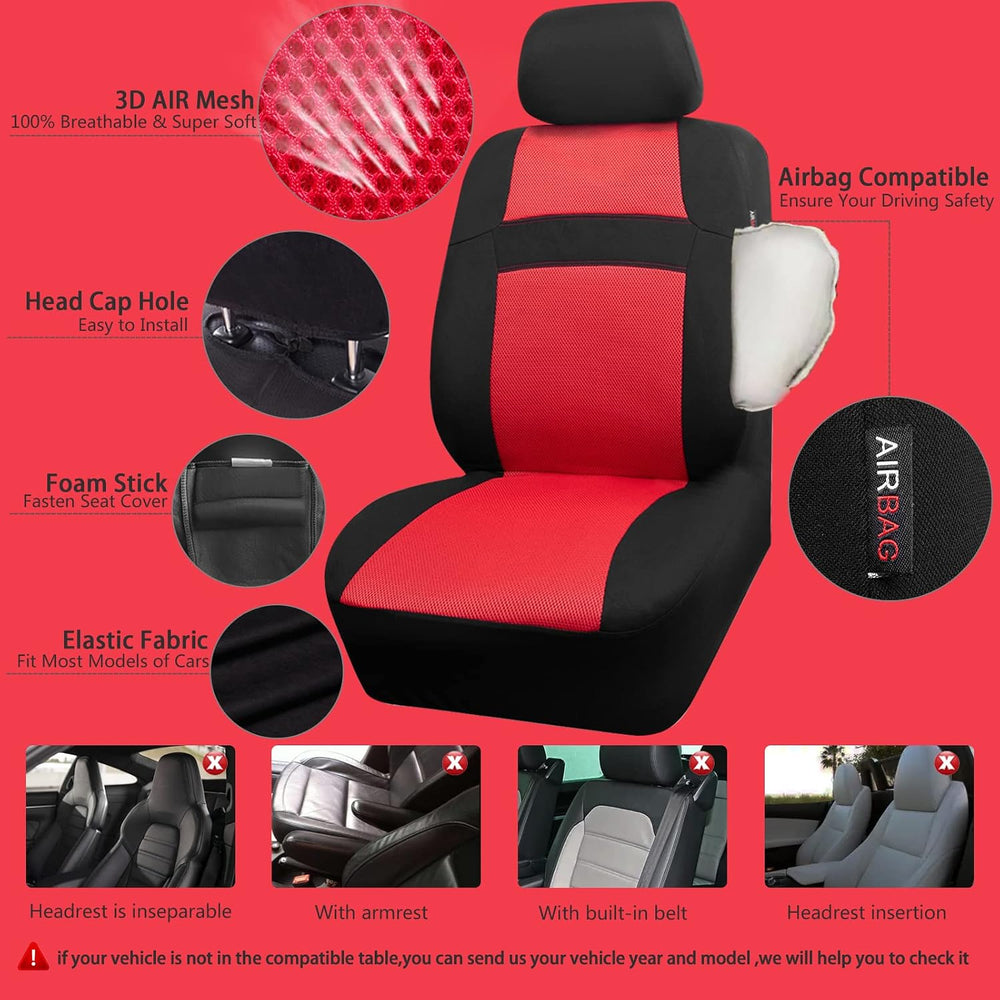 CAR PASS 3D Air Mesh Car Seat Covers Full Sets w/5mm Sponge, 4Pcs Waterproof ...