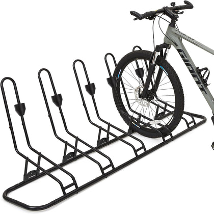 Floor Bike Rack for 5 Bikes, Safeguard Disc Brakes & Derailleurs Design