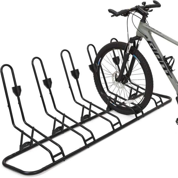 Floor Bike Rack for 5 Bikes, Safeguard Disc Brakes & Derailleurs Design
