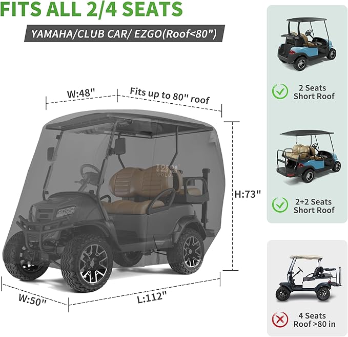 10L0L Heavy Duty Golf Cart Cover