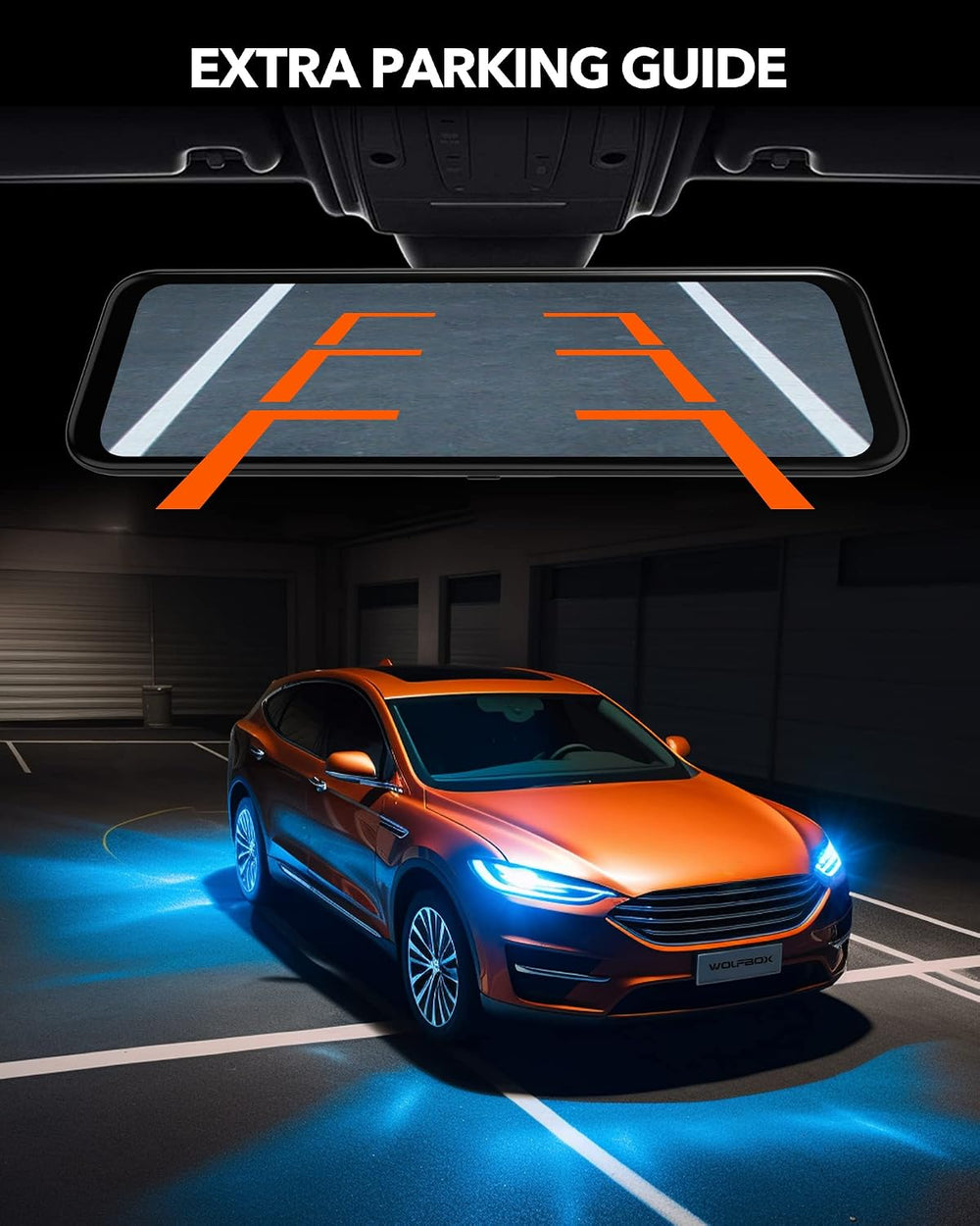 WOLFBOX G840H 12'' Mirror Dash Cam with ADAS and BSD, 2.5K Rear View ...