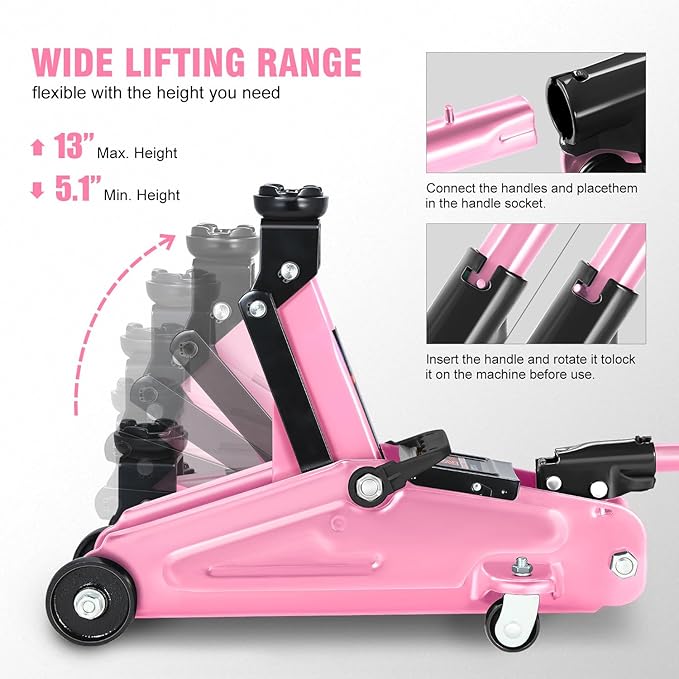 DNA MOTORING Low Profile Hydraulic Trolley Service/Floor Jack, 2 Ton Capacity...