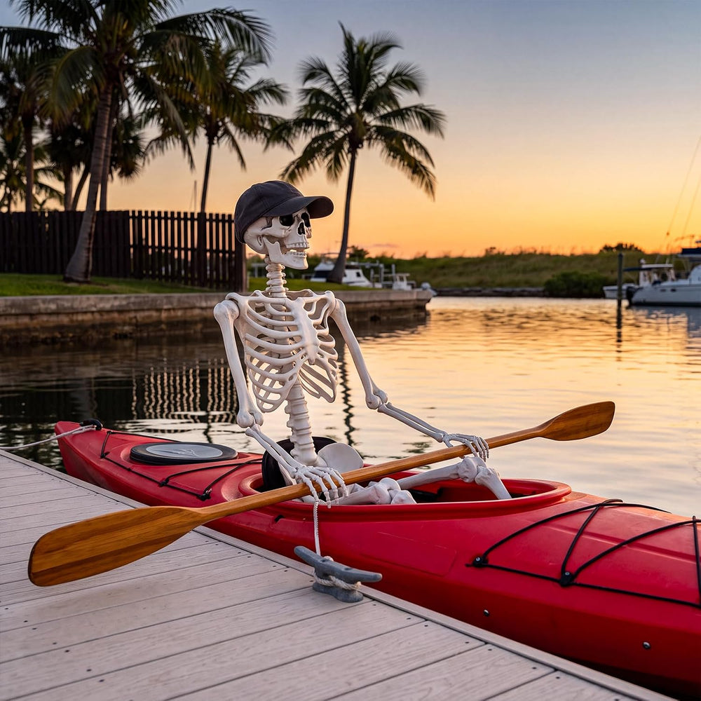 5.4FT/165cm Halloween Life Size Human Skeleton with Full Body Posable Joint