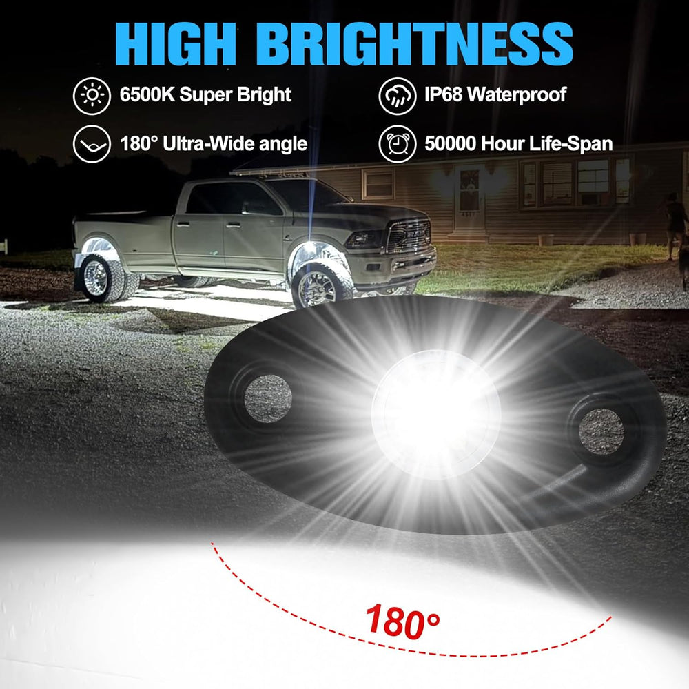 24pods White Rock Lights kit Dc 12v-80v 6000k Aluminum Pure White Led Rock Li...
