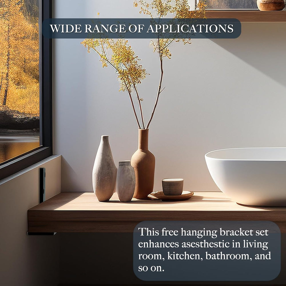 Free Hanging Countertop Support Bracket 16" Lx2.5 W 2 Pack Hidden Floati...