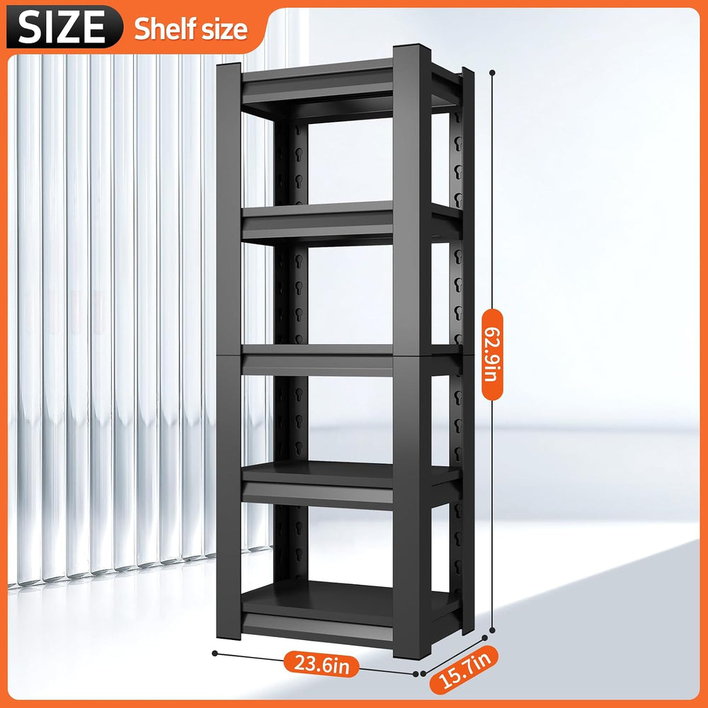 63" H Garage Shelving Unit, Garage Storage Shelves 1600LBS Heavy Duty Sh...