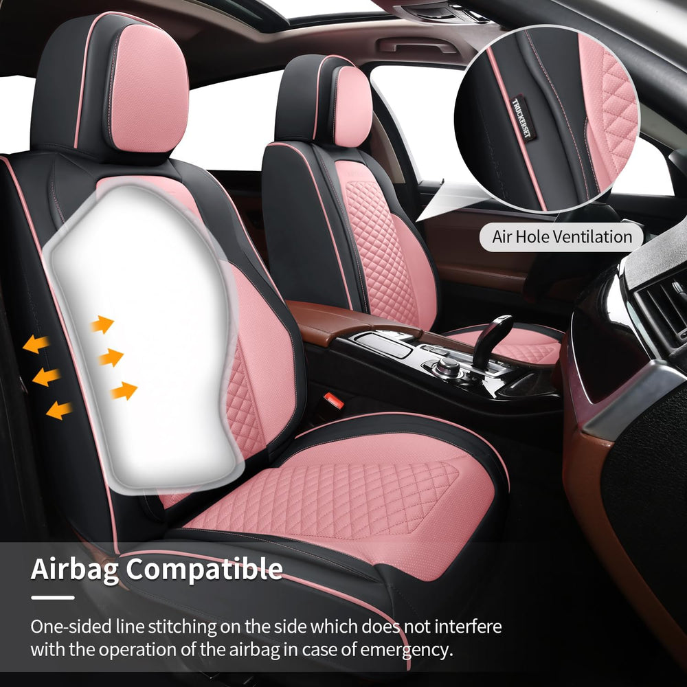 Seat Covers for Cars Full Set, Leather Seat Covers 2 Pack, Breathable Leather...